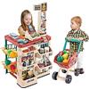 BAKAJI Playset Supermercato Giocattolo Bambini con Carrello Spesa Registratore Cassa e Scanner Luci e Suoni + Accessori Supermarket Frutta Verdura Soldi Bilancia Gioco Educativo 48 x 42 x 82 cm