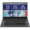 Lenovo, Notebook Pc Portatile, Display 15,6 Full HD, Intel i3-1315U 6 Core 3.3 Ghz, Ram 16 GB DDR4, 512 GB SSD NVMe, Win 11 Pro