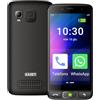 SAIET - Cellulare Smart Senior STS502 - Telefono Per Anziani 4G e Bluetooth -Tasti e Lettere Grandi - Smartphone con Whatsapp e SOS - Cover in Silicone Inclusa - Nero