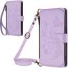 BLOTECH Flip Folio PU Pelle Portafoglio per Blackview A52 Pro Cover con chiusura magnetica,tasca con cerniera,con 5 scomparti per carte di credito,con Cinturino da Polso Magnetica Fiore Cover Viola