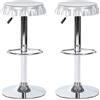 BAKAJI Set 2 Sgabelli Bar E Cucina Alti Forma Tappo Di Bottiglia Girevoli Poggiapiedi Cromo/Rosso Casa Cucina Soggiorno Sala Da Pranzo Home Design Sgabello (Silver)
