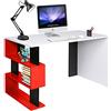BAKAJI Scrivania con Libreria 3 Ripiani Tavolo da Lavoro Porta Pc Computer Struttura e Piano in Legno MDF Arredamento Casa Ufficio Cameretta Design Moderno Dimensioni 120 x 60 x 75 cm (Rosso)