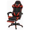 Generico Sedia Gaming Ergonomica con Poggiapiedi Estraibile, Cuscino Lombare e Poggiatesta - Poltrona da Ufficio e Gaming in Ecopelle, Schienale Reclinabile 135°, Altezza Regolabile (Nero/Rosso)