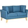 HOMCOM Divano 2 posti design scandinavo 137 x 78 x 78 cm gambe in legno massiccio tessuto finto lino blu