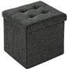 TecTake Pouf pieghevol sgabello cassapanca contenitore poggiapiedi 38x38x38 - disponibile in diversi colori - (grigio scuro | No. 402234)