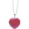 NILUXE DESIGN - Ciondolo Pietra Naturale Cuore - Collana Donna Cuore 3X3X1Pietre Naturali Energetiche Curative Protettive - Catena In Acciaio Inox Argentato(Diaspro rosso)