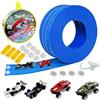 Ludihive Pista Macchinine Arrotolabile, Set da Pista Auto Flessibile 4 M Include 4 Auto, Giocattolo per Bambini, Pista Da Corsa con Veicolo Incluso, Doppia Pista e Quattro Macchinine con Accessori