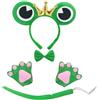 EUPSIIU 4 Pezzi Animale Costume Rana Cosplay Giochi Rana Fascia Peluche Artiglio Guanti Rana Orecchie Coda e Fiocco per Ragazze Dress Up Carino Costume Accessori Bambini Halloween Festa(Verde)