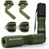 flintronic Set di Cuscinetti per Bilanciere, Cuscinetto Hip Thrust Squat Pad, con 2 Cavigliere Cavi Palestra e Straps Palestra, Collo e Spalle Supporto Pad, per Bilancieri Olimpici e Standard-Nero