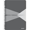 Leitz Office 44591085 - Taccuino con rilegatura a spirale, copertina in cartone, apertura a 360 gradi, 180 pagine/90 fogli di carta certificata FSC (80 g/m²), per ufficio e scuola, colore grigio