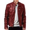 MANYMANY Giacca in Pelle Nera per Uomo Moda Uomo Giacca in Pelle Vintage Marrone PU Cappotto in Pelle con Cerniera Moto Slim