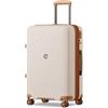 KONO Valigia Media in PP Rigida 65 cm - Trolley 20 kg Leggero Espandibile con Ruote 360° TPE, Portabicchieri Integrato e Serratura TSA (24, Beige/marrone)