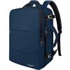 Taygeer Zaino Viaggio 55x40x20cm, Zaini Aereo Uomo Donna con Porta USB, Zaino PC 17.3 Pollici Impermeabile Zaini da Viaggio 46L Aereo Bagaglio a Mano per Scuola Trekking Lavoro Daypack, Blu Scuro
