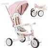 DecHome Triciclo per Bambini Maniglione di Spinta e Copertura Rimovibile Rosa