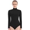 SUPRNOWA Body a Manica Lunga in Lycra Spandex a Collo Alto da Donna (S, Nero)