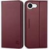 SHIELDON Custodia a Portafoglio per iPhone 17e/16e 6.1, Custodia Flip in Vera Pelle [Slot per Schede][Cavalletto][Blocco RFID][Chiusura Magnetica] Compatibile con iPhone 16e/17e 5G 2026 - Bordeaux