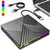 Quirlig Masterizzatore DVD CD Esterno, USB 3.0 Type C Lettore CD DVD Esterno per PC Portatile, CD/DVD +/-RW Drive RGB Unità CD DVD Esterna per PC Laptop Desktop MacBook Mac OS Win11/10/8/7/XP Linux Vista
