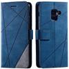 SONWO Cover per Galaxy A8 2018, Flip Caso in PU Pelle Case Cover Portafoglio Custodia per Samsung Galaxy A8 2018, [Kickstand] [Slot per Schede], Blu