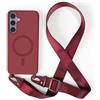 2NSPDRGNI Magnetica Cover con Collana Compatibile con Samsung Galaxy S24 Plus/Galaxy S25 Plus,Case con Laccio per Il Collo Custodia con Cordino,Rosso