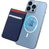 imluckies Portafoglio Magnetico Compatibile con MagSafe Wallet per iPhone 17 16 15 14 Pro Max Plus, Ultra Sottile Doppio Elastico in Tessuto Tasche Porta Carte per iPhone 12 13 Pro Max Mini, Blu