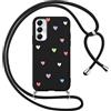 Foonary Cover con Cordino per Samsung Galaxy A05s 6,7, Custodia con Laccio Collana Tracolla Aesthetic Disegni Morbido Antiurto TPU Necklace Regolabile Protettiva Corda Case per Samsung A05s, Cuore