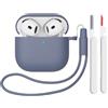 Mocarheri Custodia Case Compatibile con AirPods 4 2024 con Kit di Pulizia, Premium Silicone per Airpods 4 Custodia Cover Custodia protettiva in silicone antiurto, LED Frontale Visibile, lavender