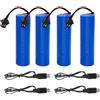 DAJASD Batteria 18650, 4 pezzi 3.7 Volt 18650, batteria agli ioni di litio 1200 mAh, ricaricabile con spina SM-2P e caricatore USB, batteria 18650 per auto telecomandata, robot