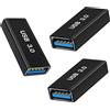 AIYEEN Adattatore USB Femmina a Tipo A (Confezione Da 3), Accoppiatore USB 3.0 per Collegare Due Dispositivi Con Estremità USB Maschio, Connettore Di Estensione