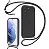Coalbooliy Cover per Samsung Galaxy S21（5G） 6,2 con Cordino per Cellulare, Custodia Silicone con Regolabile Collana Sottile Morbida Case Protezione della fotocamera Antiurto con Necklace, Nero
