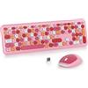 SOLIDEE Combo Tastiera e Mouse Wireless Colorato,tastiera per macchina da scrivere retrò 2.4GHz,104 Tasti con Tastierino Numerico,Tastiera a Membrana Silenziosa(Americana QWERTY)(Pink)