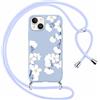 Foonary Cover con Cordino per Apple iPhone 15 Plus 6,7, Custodia con Laccio Collana Tracolla Aesthetic Disegni Morbido Antiurto TPU Necklace Regolabile Protettiva Corda Case per iPhone 15Plus, Fiori 6