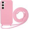 FERLAN Custodia per Samsung Galaxy S25 Plus Cover con Cordino,Rosa Silicone Antiurto TPU Morbido Case Corda Collana Necklace Regolabile Stylish con Catena Ultra Sottile Cover per Samsung Galaxy S25 Plus,Rosa