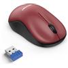 TECKNET Mouse Wireless, 3200 DPI Silenzioso Mouse Senza Fili Ottico con Ricevitore Nano USB per Laptop, MacBook, PC, Ufficio, Plug and Play, Rosso