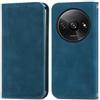 Cracedily Cover per Xiaomi Redmi A3 Case, Custodia Cover Pelle Premium Portafoglio con Porta Carte Magnetica Supporto Protezione Flip Case Custodia per Redmi A3X, Blu-verde