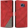 SONWO Cover per Samsung Galaxy S7, Flip Caso in PU Pelle Case Cover Custodia con Slot per Schede e Supporto Stand per Samsung S7, Rosso