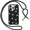 Foonary Cover con Cordino per Apple iPhone 15 Pro Max 6,7, Custodia con Laccio Collana Tracolla Aesthetic Smile Disegni Antiurto Necklace Regolabile Protettiva Corda Case per iPhone 15 ProMax, Fiori 1