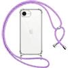 Pnakqil Cover per iPhone 17E/iPhone 16E/iPhone SE 4 2025 con Cordino, Trasparente Custodia con Laccio Tracolla Cellulare Girocollo Collana Protettiva per iPhone 17E 6,1 Pollic, Viola 01