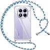 Pnakqil Cover per Xiaomi Redmi Note 14 Pro 5G/Poco X7 5G con Cordino, Trasparente Custodia con Laccio Tracolla Cellulare Girocollo Collana Protettiva per Redmi Note 14 Pro 5G 6.67 Pollic, Blu