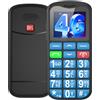 Ufferson T180 | 4G Telefono Cellulare per Persone Anziane | Telefonino per Anziani con Tasti Grandi e Facile da Usare | Funzione SOS | Batteria di 1000mAh | Cavo USB C | Bluetooth | Base di Ricarica