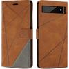 SONWO Cover per Google Pixel 6A Custodia, Flip Caso in PU Pelle Case Cover Premium Portafoglio Custodia per Google Pixel 6A, Slot per Schede, Supporto Stand, Marrone