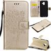 Fatcatparadise Cover per Samsung Galaxy A6 2018, Custodia Samsung A6 2018, Custodia Portafoglio a Libro in Pelle Flip Cover e TPU Silicone con Funzione Supporto Chiusura Magnetica (Oro)