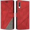 SONWO Cover per Samsung Galaxy A70, Flip Caso in PU Pelle Case Cover Custodia con Slot per Schede e Supporto Stand per Samsung A70, Rosso