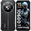 FOSSiBOT F109S Rugged Smartphone Android 15, 6,74+1,32 HD Doppio schermo Telefono Indistruttibile, 24GB+256GB/1TB Celluare Antiurto, 10600 mAh, 50MP/Dual SIM/IP68/Face ID/IP69K+IP68