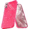 Micoden Magnetic Case per iPhone 16 Glitter Case compatibile con MagSafe Wireless Charging Shock-Proof Camera Cover Glitter Silicone Soft, Rosso Rosa