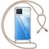 Pnakqil Cover per Realme 8/8 Pro 4G con Cordino, Trasparente Custodia con Laccio Tracolla Cellulare Girocollo Collana Protettiva per Realme 8 Pro 4G 6.4 Pollic, Khaki
