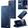 owlhold Custodia Motorola Moto g34 Portafoglio Flip [Antiurtoo][Cavalletto][Carta Fessura] Cover Pelle per Motorola Moto g34 - Blue