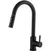Zeffrary Rubinetto da cucina con doccetta estraibile, rubinetto da cucina ad alta pressione allungabile, girevole a 360°, miscelatore da cucina con doccetta 2 tipi di getto d'acqua, acciaio inox (nero