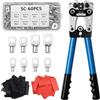 Druuzyl Pinza Crimpatrice Professionale per 10-1/0 AWG (6-50mm²) - Kit Completo con 60 Terminali ad Anello in Rame + 60 Tubi Termorestringenti - Strumento per Crimpatura Cavi Batteria ed Elettrici