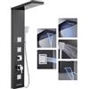 OUGOO Pannello doccia LED con rubinetto, OUGOO set completo di 5 funzioni con doccia a pioggia, doccia a cascata, 3 ugelli massaggianti, doccetta e ingresso vasca da bagno, pannello doccia in acciaio inox