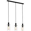Eglo Sospensione Montefino 3 Luci Potenza 60 Watt E27 cm 73x11x h.110 in Vetro e Acciaio Colore Nero